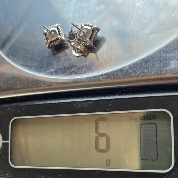 David Yurman Chatelaine Diamond and Black Onyx Earrings SS/14KWG POSTS - Picture 10 of 10